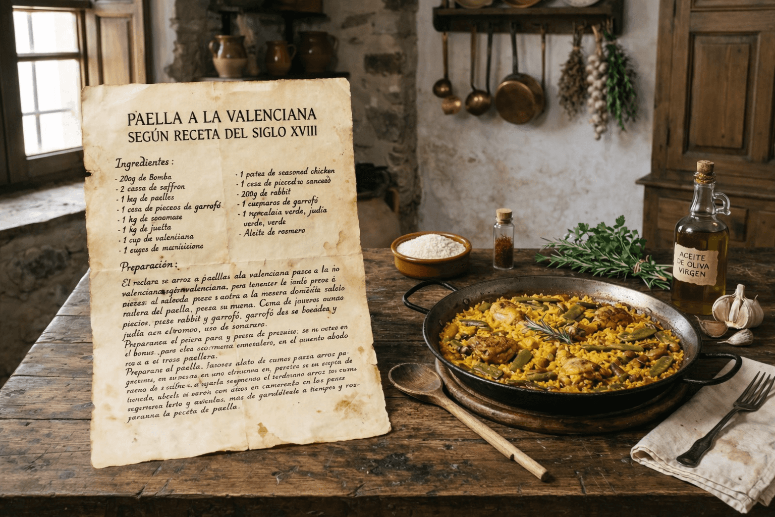 1. Paella Valenciana (The authentic Valencian paella)